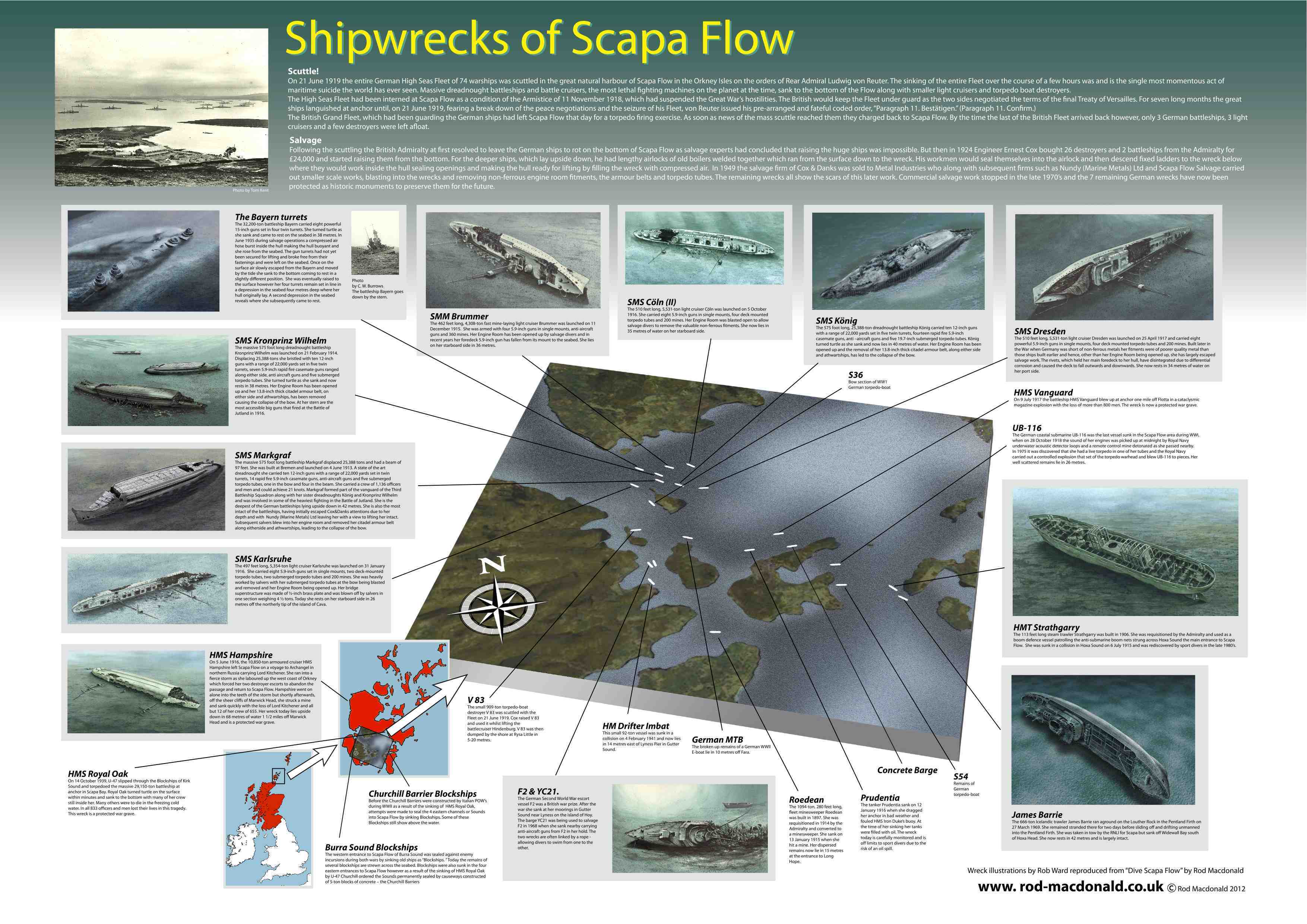 A1 Shipwrecks of Scapa Flow chart - £45 + P&P.